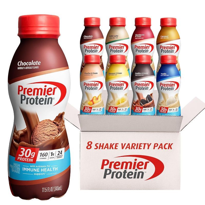 Photo 1 of Premier Protein, Protein Shake, 8 Flavor Variety Pack, 30g Protein, 1g Sugar, 24 Vitamins & Minerals, Nutrients to Support Immune Health 11.5 Fl Oz (8 Pack) BB MAR 2024 Individual Bottles Have Various Expiration Dates 
