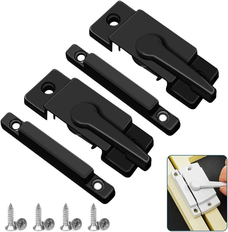 Photo 1 of Sliding Window Sash Locks Black ZUONAI 2 Pack Cam Sash Locks for Double Hung Window Latch Lock Security Vinyl Window Sash Lock and Keeper Replacement for Vertical and Horizontal Sliding Windows
