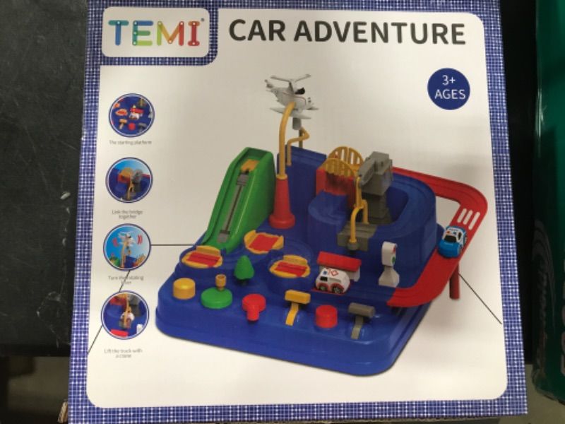 Photo 2 of TEMI Kids Race Track Toys with 3 Mini Cars - Puzzle Rail Car Adventure Playset for 3-7 Year Old Boys and Girls