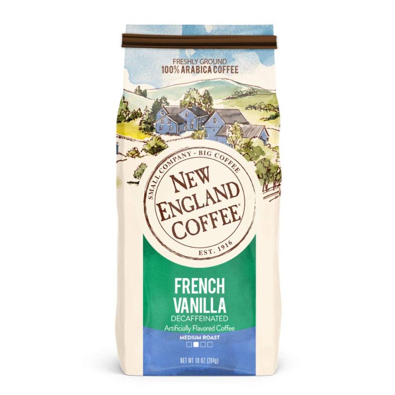 Photo 1 of 2 packs New England Coffee French Vanilla Decaffeinated Medium Roast Ground Coffee 10 oz. Bag BB 7/2024