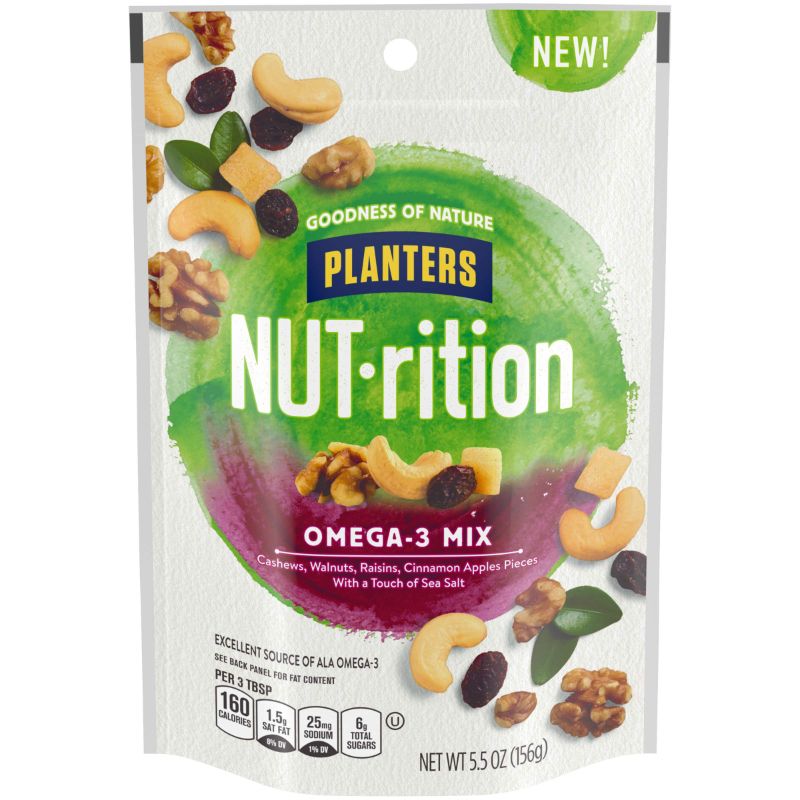 Photo 1 of 2 Pack Planters NUTrition Omega 3 Snack Nuts Mix (5.5 oz Bag) Omega-3 Nut Mix BB 6/10/2024