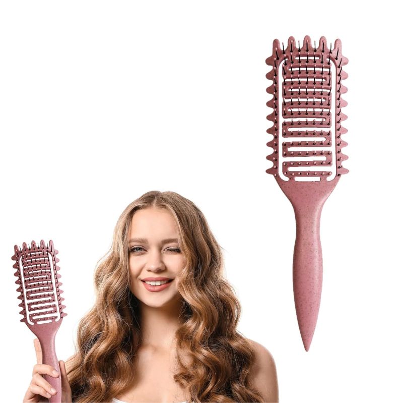 Photo 1 of Curl Defining Brush, Curly Hair Brush, 2024 Best Curl Define Styling Brush for Curly Hair, Shaping and Defining Curls for Women Men to Reduce Pulling and Curl Separation (Rose Gold)