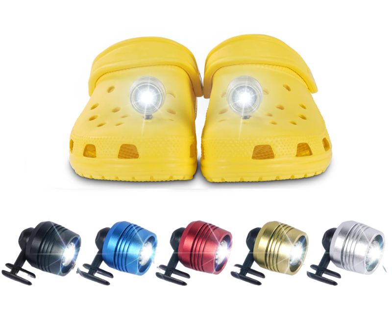 Photo 1 of Headlights for Crocs 2pcs, Lights Flashlights Attachment for Crocs, Charm Accessories for Kids Boys Men Women Crocs Shoes, Clip on Clog Headlights Lights Flashlights for Crock Shoe, Yellow