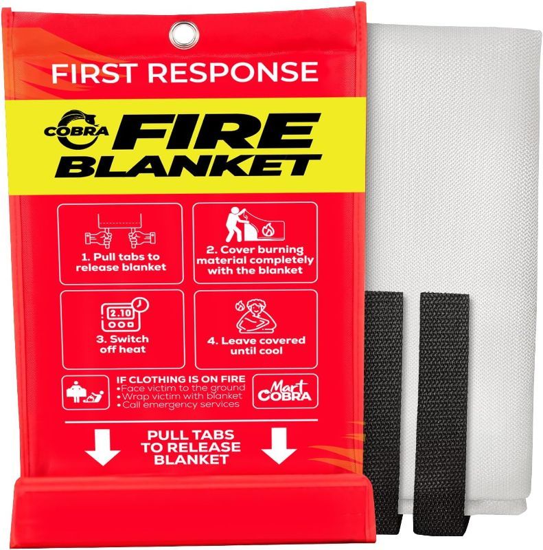 Photo 1 of Mart Cobra Emergency Fire Blanket for Home and Kitchen – Easy to Carry 40” x 40” Fire Suppression Blanket Can Fit in Survival Kits & Camping Gears – Made with 100% Fiberglass Fabric – 1-Pack
