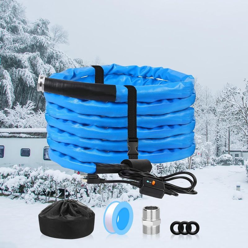 Photo 1 of Heated Water Hose for RV (100ft L x 5/8" ID,-45?) Garden Home with Energy Saving Thermostat Withstand Temperatures Down to -45°F, BPA Free, Anti-Freeze
