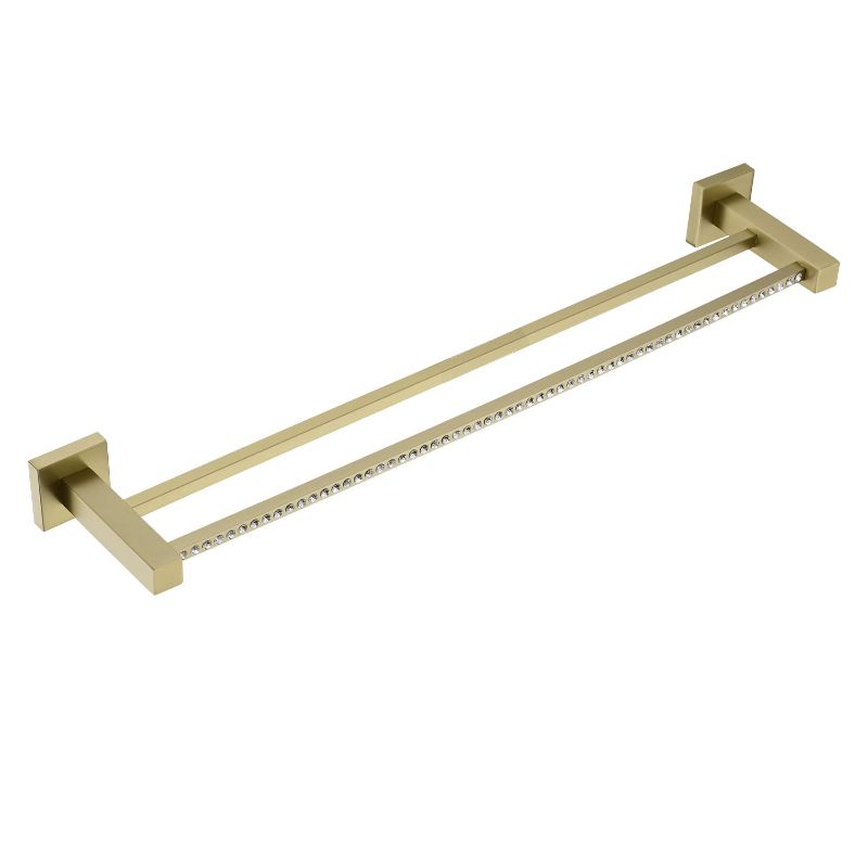 Photo 1 of Bathroom Hardware Wall Mount Double Towel Bar, Stainless Steel and Crystal Inlaid(Double Towel Bars, Brushed Gold) Double Towel Bars Brushed Gold