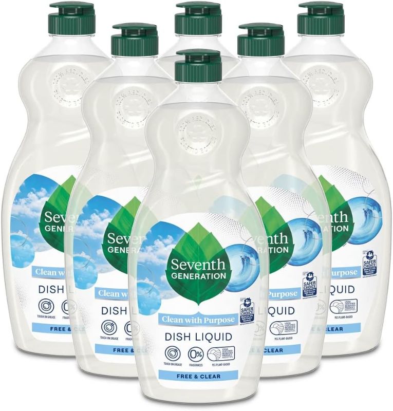 Photo 1 of 
Seventh Generation Dish Liquid Soap, Free & Clear, 25 Oz, Pack of 6
