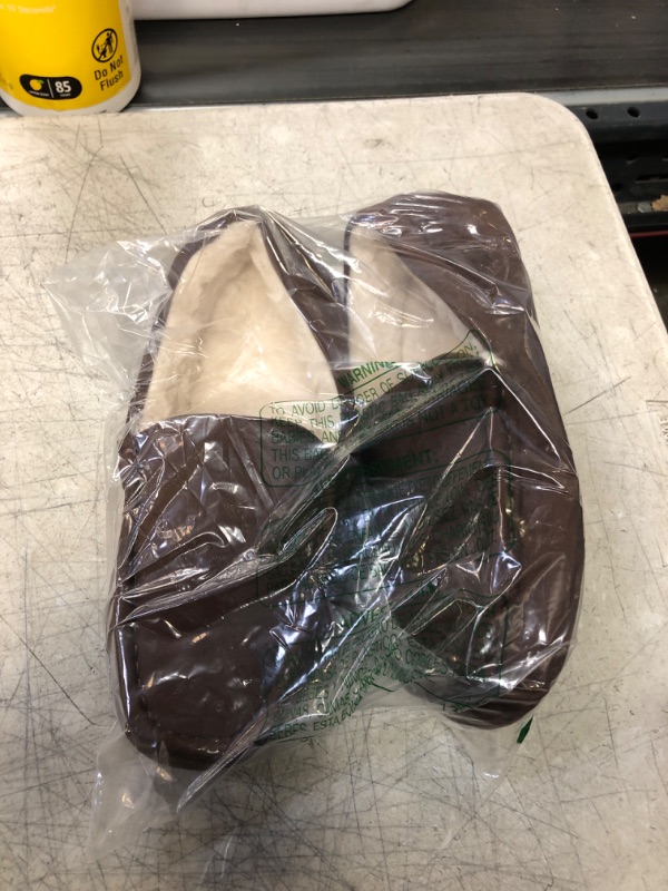 Photo 1 of Amazon Essentials Men's Moccasin Slipper Polyester Dark Toffee Brown Microsuede 10