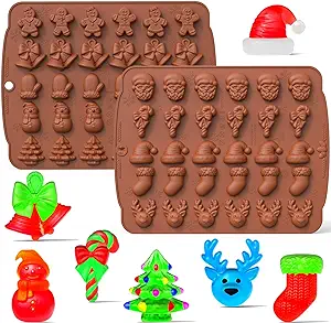 Photo 1 of 2 Pcs 25 Cavity Christmas Candy Molds - Christmas Chocolate Molds Reusable and Non-stick for DIY Gummies, Candy, Chocolate, Small Candies Baking Molds