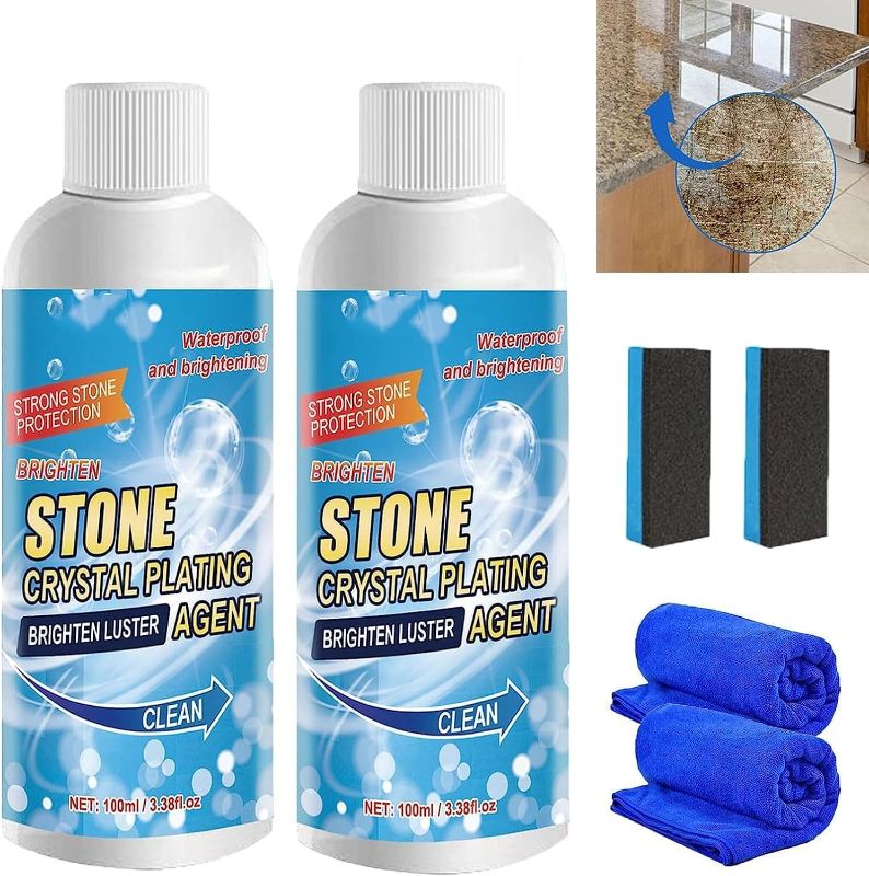 Photo 1 of 2PCS Stone Stain Remover Cleaner, Nano Stone Plating Agent, Plating Agen for Kitchen, Patio, Backyard Marble Cleaner and Polish

