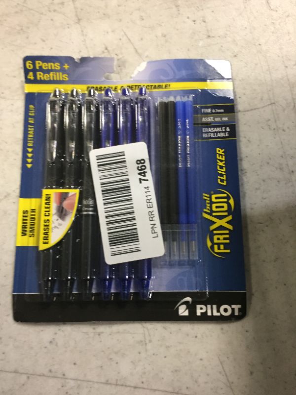 Photo 2 of PILOT Frixion Erasable Pens - 6 Pack (3 Black & 3 Blue Ink Included) + 4 Bonus Refills - Frixion Clicker Retractable Gel Ink Pen - Fine Point 0.7 mm Used for Rocketbook & Notebook
