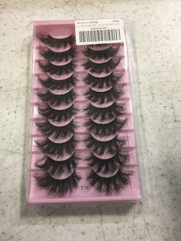 Photo 2 of False Eyelashes Faux Mink Lashes Natural Look Fluffy Cat Eye 8D Wispy Lashes Pack,Dramatic Short Volume Fake Eyelashes 10 Pairs Bulk (T01-14mm)