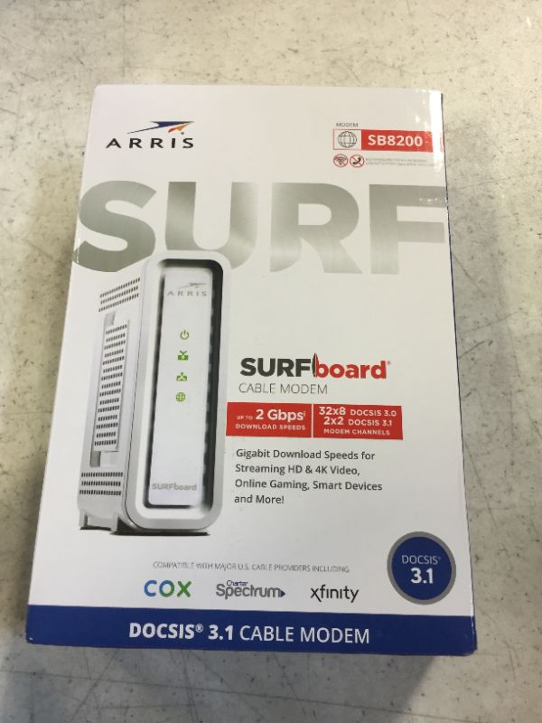 Photo 2 of ARRIS Surfboard | SB8200 DOCSIS 3.1 Modem (1 Gbps Max Internet Speeds) & W130 mAX Plus Mesh AX7800 WiFi 6 AX Router System Bundle (WiFi Coverage 6,000 sq ft) | Mesh with Your Cable Internet DOCSIS 3.1 Modem + AX7800 Mesh System