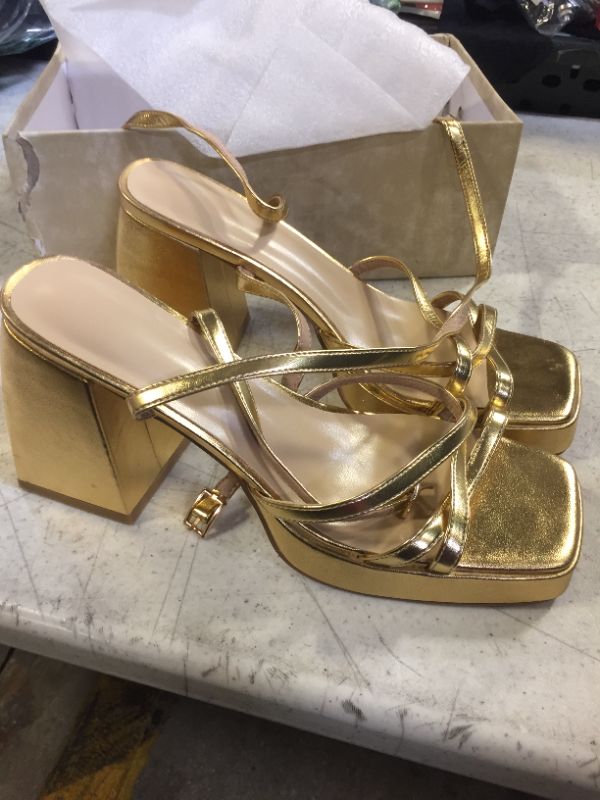 Photo 1 of GOLD PLATFORM HEELS SIZE 8.5