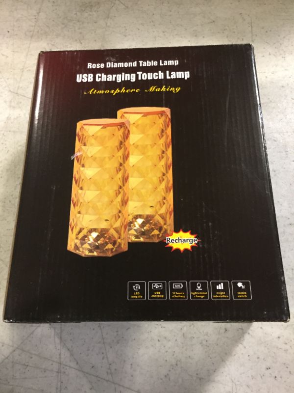 Photo 1 of PILLAGER Crystal Lamp, Rose Diamond Table Lamp, 16 Colors RGB with Touch and Remote Control, USB Rechargeable Decorative Acrylic Rays lamp, Atmosphere Light for Living Room, Bedroom.Bar 16 Color