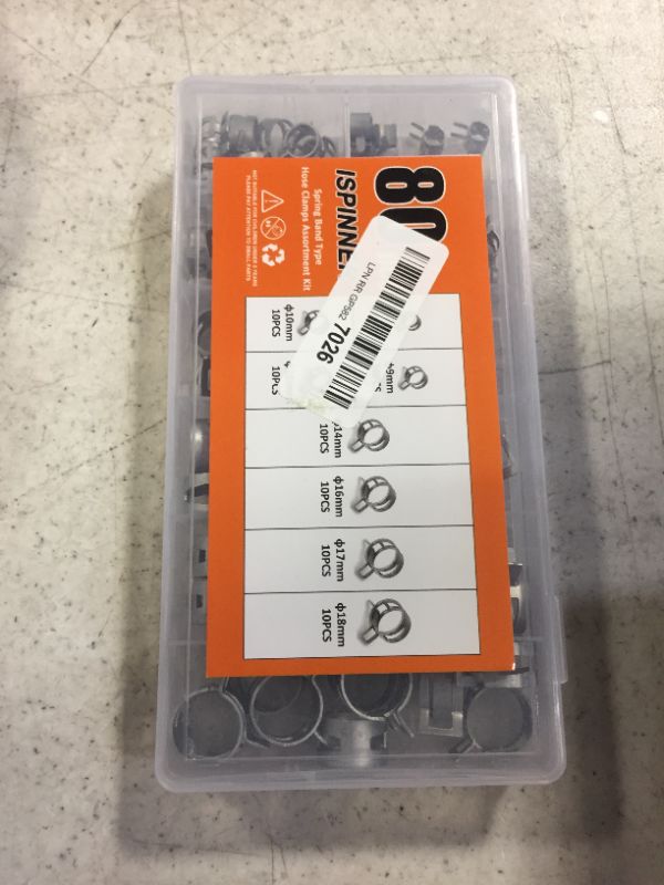 Photo 1 of ISPINNER 80pcs Spring Band Type Fuel/Silicone Vacuum Hose Pipe Clamp, 7mm-18mm Low Pressure Air Clip Clamp 7mm 9mm 10mm 11mm 14mm 16mm 17mm 18mm (Silver)