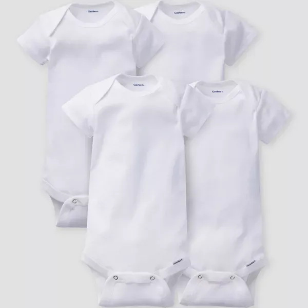 Photo 1 of Gerber Baby 4pk Short Sleeve Onesies - White- 12M
