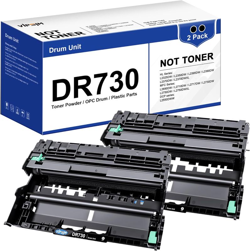 Photo 1 of DR730 Replacement for Brother DR730 DR-730 DR 730 Brother Drum to Use with MFC-L2750DW HL-L2370DW MFC-L2710DW HL-L2350DW DCP-L2550DW Printer (2 Black, Not Toner)
