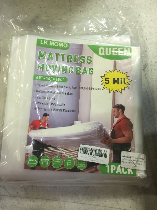 Photo 2 of 5 Mil Mattress Bag for Moving, Mattress Storage Bag - 1 Pack Extra Thick Mattress Protector Queen, Heavy Duty Plastic Bag for Moving Mattress with Highly Tear & Puncture Resistance (1, Queen) 1 Queen