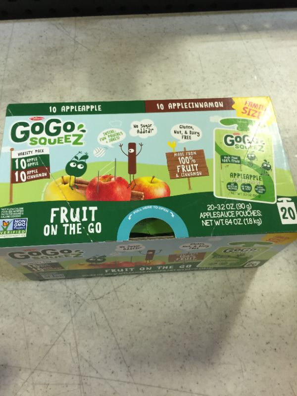Photo 1 of GoGo squeeZ Variety Pack Apple/Cinnamon, 3.2 Oz, 20 Pk (MNA04331)- BEST BY- 01/19/2024