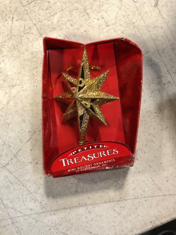 Photo 2 of Kurt S. Adler Christmas Star Mini Tree Topper Star Burst 6.75 inch Gold