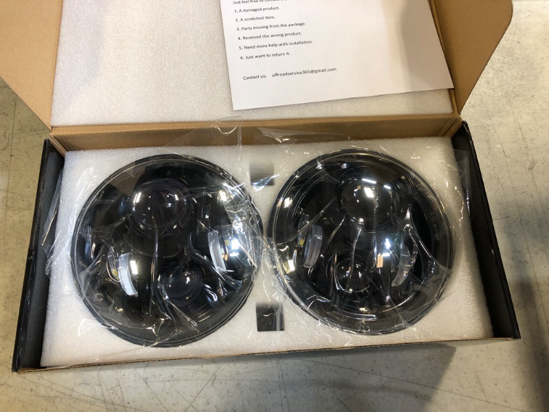 Photo 3 of 2 PCS Black 7'' Round LED Headlights
