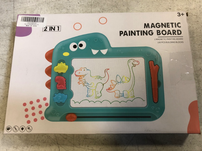 Photo 3 of AGCCJDC 2 in 1 Magnetic Drawing Board for Toddler 1-3 4-8 Kids Magnet Drawing Tablet 10 inch Dinosaur Shape Magna Doodle Sketch Pad Boys Girls for Road Trip Classroom Educational Learning