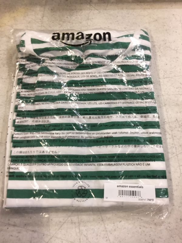 Photo 2 of Amazon Essentials Women's Classic-Fit Short-Sleeve Crewneck T-Shirt, Multipacks 2 Green Stripe/White Lemon Medium