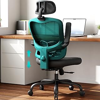 Photo 1 of LANDOMIA Ergonomic Office Desk Chair - Mesh Office Chair with Flip up Arms & Adjustable Back Height - Comfortable Computer Task Chairs with Lumbar Support for Heavy People
