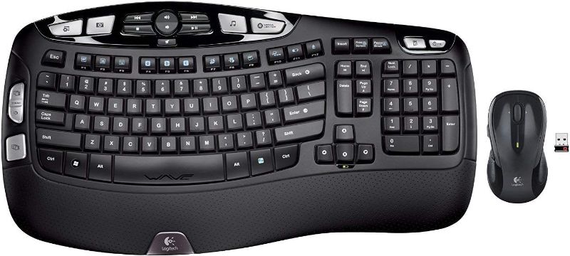 Photo 1 of Logitech MK550 Wireless Wave K350 Keyboard and Mouse Combo — Includes Keyboard and Mouse, Long Battery Life, Ergonomic Wave Design with Wireless Mouse (with...