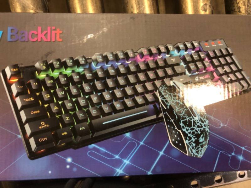 Photo 1 of Wireless Gaming Keyboard and Mouse Combo Rainbow LED Backlight Rechargeable 3800mAh Battery Mechanical Feel Anti-ghosting Ergonomic Waterproof RGB Mute Mice for Computer PC Gamer (Blue)
