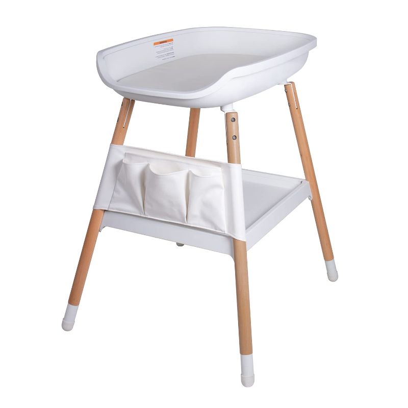 Photo 1 of Baby Changing Table Diaper Changing Tables, Height Ajustable Nursery Changing and Dressing Table Station with Changing Pad Storage Rack Pockets for Newborns Babies and Infants, White
