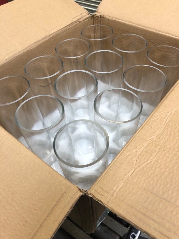 Photo 2 of 12 Pack Glass Cylinder Vases Set Clear Flower Vase Tall Floating Candle Holders Bulk for Centerpiece Table Home Wedding Decorations Dinners, 4x10 Inch 4 X 10 Inch