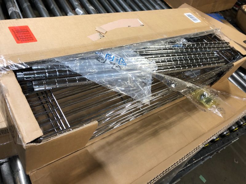 Photo 2 of Amazon Basics 4-Shelf Adjustable, Heavy Duty Storage Shelving Unit (350 lbs loading capacity per shelf), Steel Organizer Wire Rack, Chrome (36L x 14W x 54H) 4-Shelf No Wheels Chrome
