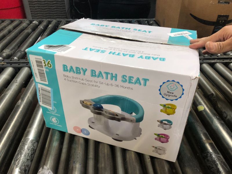 Photo 3 of Baby Bath Seat [Original] - Ergonomic Backrest – Side Opening Design – 2 Rotating Toys + 1 Pressing Toy – 4 Strong Anti-Slip Suction Cups – Ideal Gift for Baby 6-36 Months! (White-Style/2)