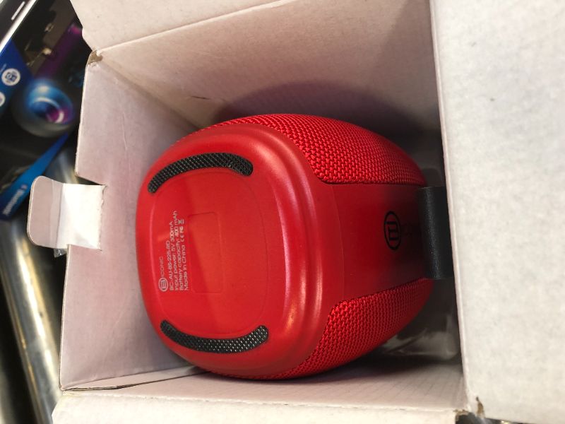 Photo 2 of Biconic Oval Portable Bluetooth Speaker in Grey Waterproof Speakers 360 HD Surround Sound RED 