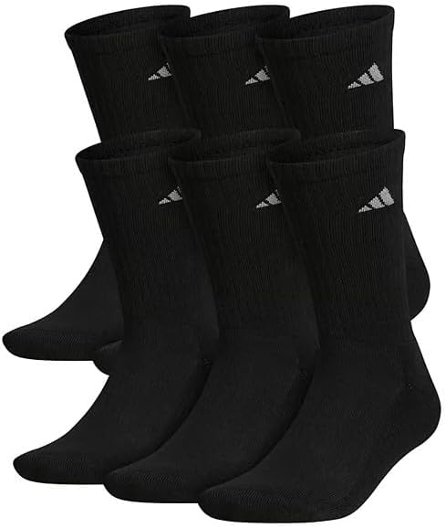 Photo 1 of adidas Men's Classic Cushioned Aeroready 6 Pack Black Crew Socks Shoe Size 6-12
