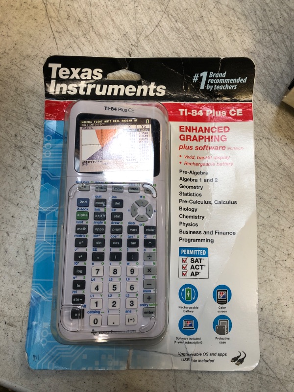 Photo 1 of TI-84 Plus CE Color Graphing Calculator, White