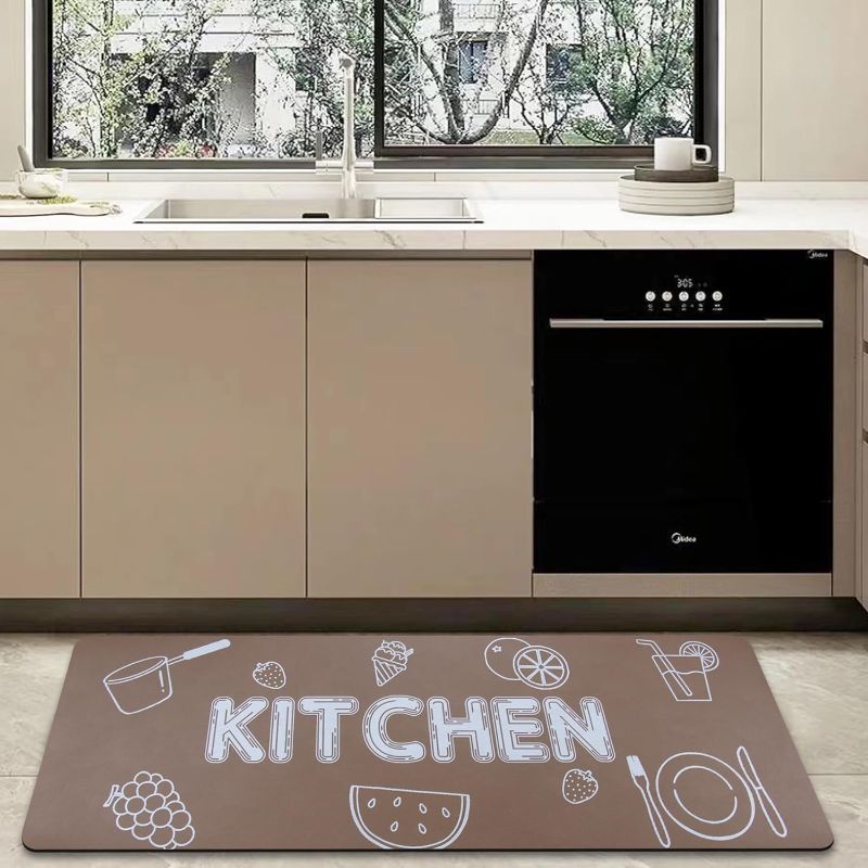 Photo 2 of YCTMALL Anti Fatigue Kitchen mat Kitchen mats for Floor Cushioned Kitchen Floor mat Kitchen Rugs Non Slip Washable Quick Drying Soft Kitchen Floor mats Set, in Front of The Sink, Brown 16.9x47.2in
