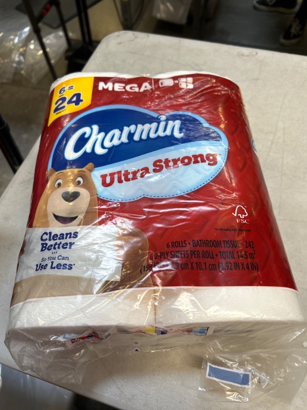 Photo 2 of Charmin Ultra Strong Toilet Paper, 6 Mega Rolls = 24 Regular Rolls