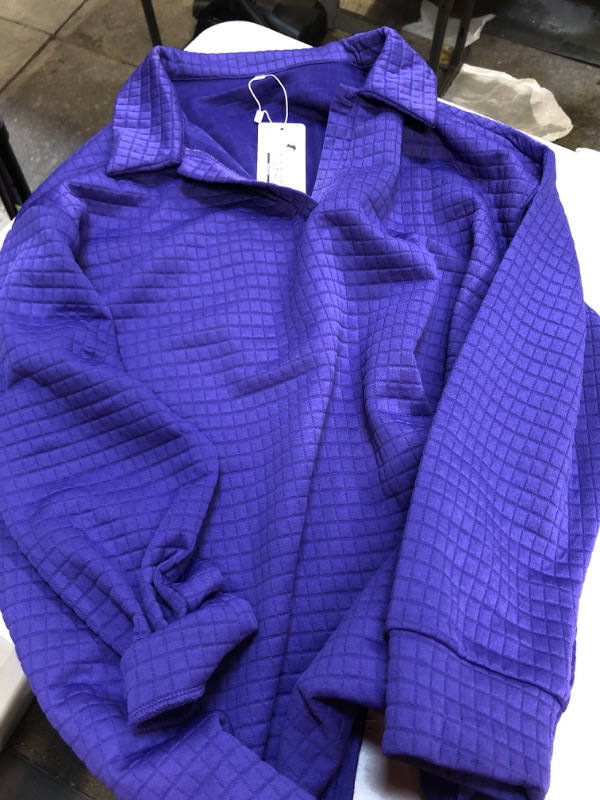 Photo 1 of long sleeve waffle knit shirt - size xl - purple