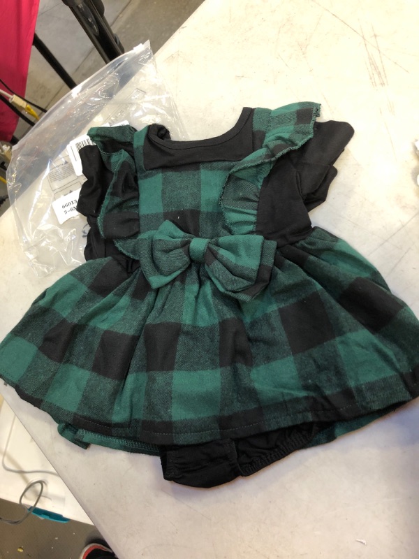 Photo 1 of girl infant dress- plaid green - size 3-6 months 