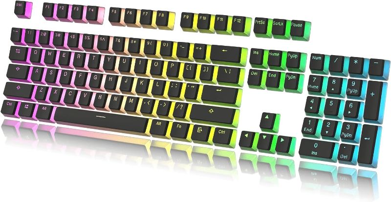 Photo 1 of HK GAMING Pudding Keycaps Set | Doubleshot PBT Keycap Set | Full 112 OEM Profile Key Set | ANSI US-Layout | for Mechanical Keyboard | Compatible with Cherry MX, Gateron, Kailh, Outemu | Black
