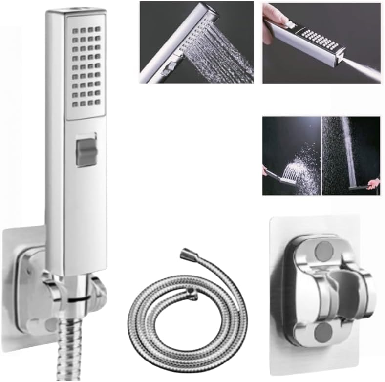 Photo 1 of 2 in 1 High-pressure shower head, Bathroom shower head, incl. 1 hand-held shower head 1 shower bracket and hose, Bathroom shower unit set, Bathroom accessories
