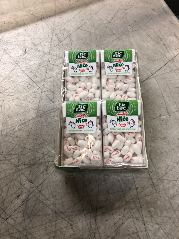 Photo 2 of Tic Tac Naughty or Nice Candy Cane Mints, Bulk Holiday Treats, Stocking Stuffer, 0.84 Oz. (Pack of 12)
