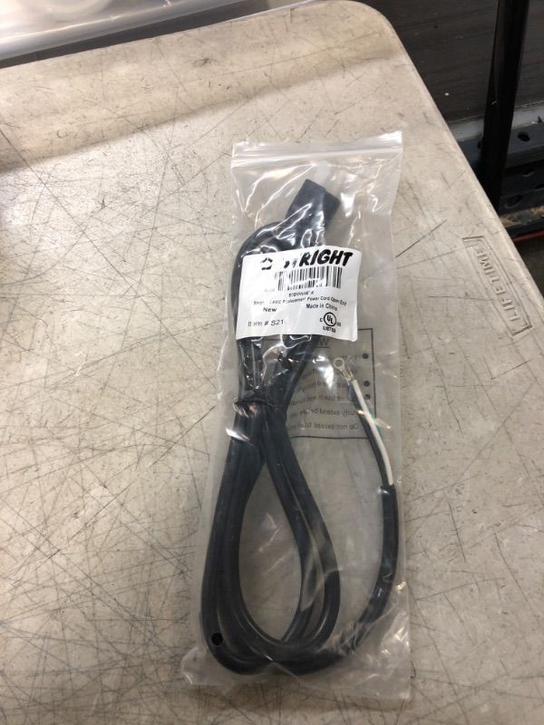 Photo 2 of 6FT 14AWG Replacement Power Cord with Open End,14/3 SJT Heavy Duty Black Extension Cable,NEMA5-15P 6FT 14AWG Open End