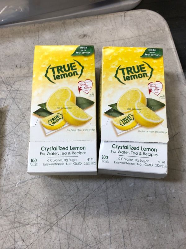 Photo 2 of (100 Packets) True Lemon Sugar Free, On-The-Go, Caffeine Free Powdered Drink Mix 2 PACK EXP 2/4/2024