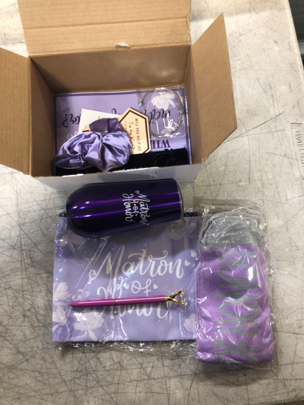 Photo 1 of 13Pcs Bridesmaid Proposal Gifts Maid of Honor Gifts Matron of Honor Gift Will You Be My Bridesmaid Gift Box Set Wine Tumblers Socks Scrunchie Pen for Wedding Bachelorette Party Supply (Stylish)
