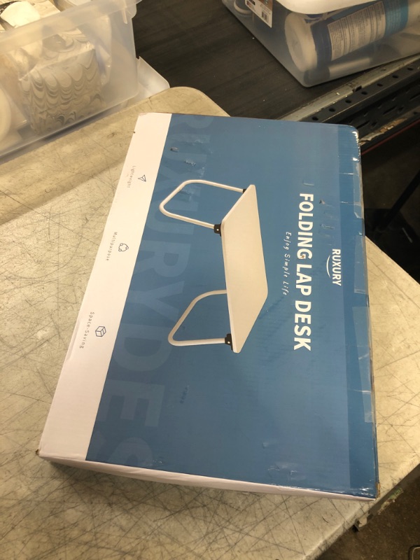 Photo 1 of Folding Lap Desk, Ruxury Laptop Stand Bed, Breakfast Serving Tray, Portable & Lightweight Mini Table, Lap Tablet Desk for Sofa Couch Floor - White White Small