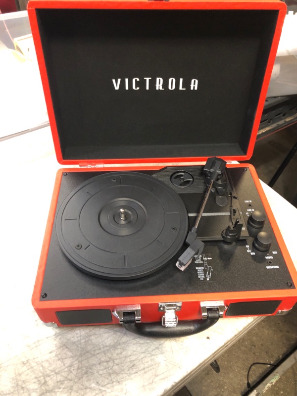 Photo 2 of Victrola Vintage 3-Speed Bluetooth Portable Suitcase Record Player & Vintage 3-Speed Bluetooth Portable Suitcase Record Player with Built-in Speakers | Upgraded Turntable Audio Sound (MISSING CORD, CHARGER)